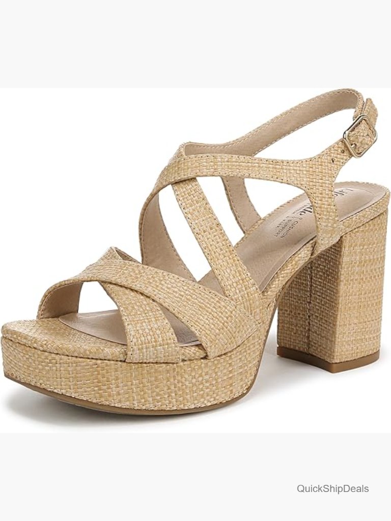 Faux Leather Platform Heeled Sandals With Adjustable Buckle